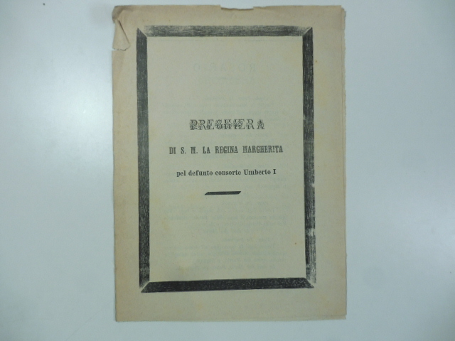 Preghiera di S.M. la Regina Margherita pel defunto consorte Umberto I